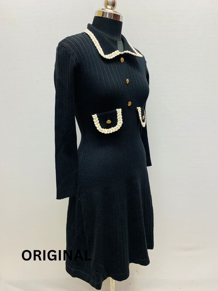 Beautiful Collar and Pocket Design Winter Dress FC1519