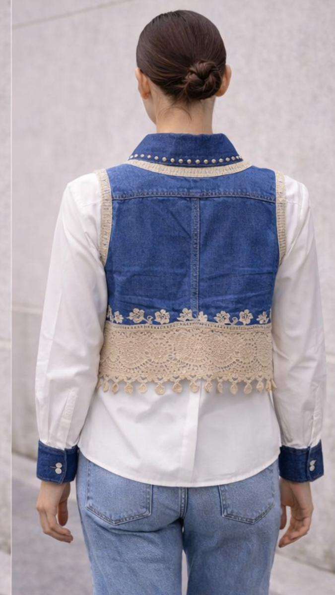 Beautiful Embroidery Designed Vest With Plain Shirt FC2251