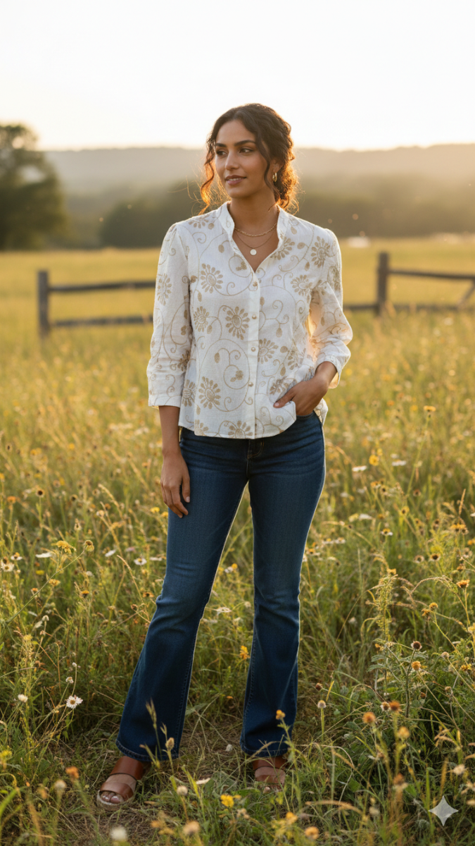 Beautiful Floral Embroidery Shirt FC2209