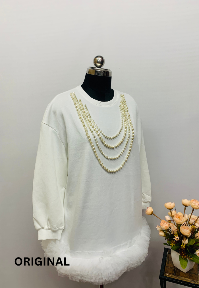 Beautiful Pearl Design Winter Dress