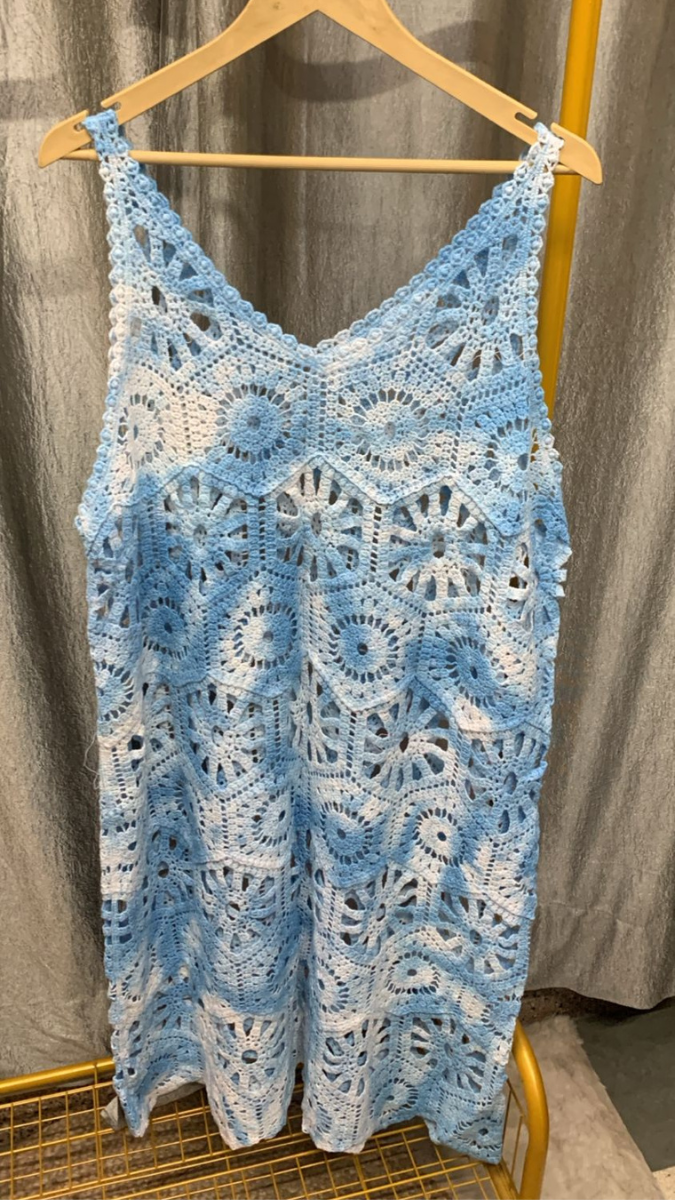 Beautiful Strap Sleeve Crochet Mini Dress FC2263