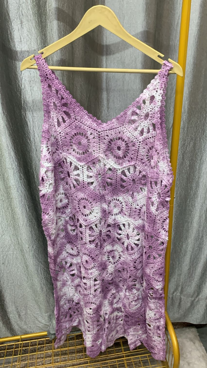 Beautiful Strap Sleeve Crochet Mini Dress FC2263