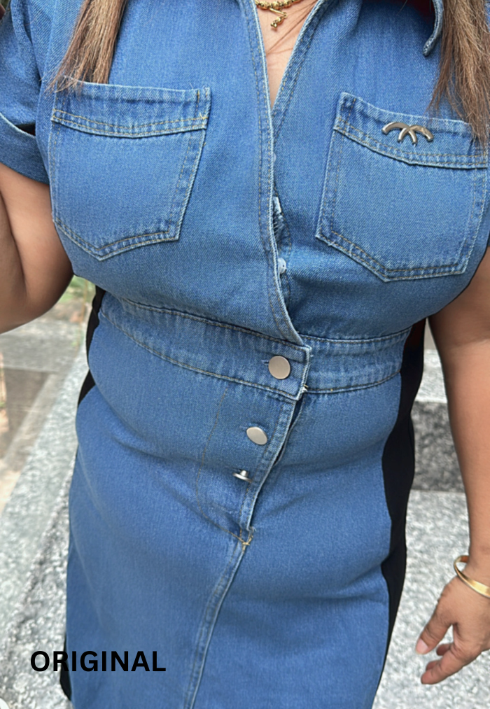 Beautiful Denim Dress With Front Pockets