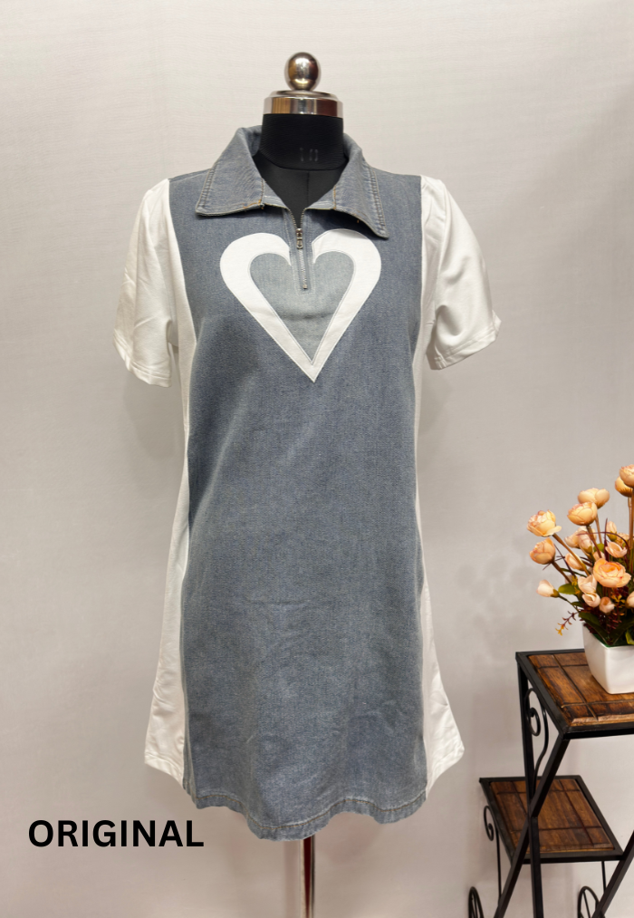 Beautiful Denim Heart Dress FC413