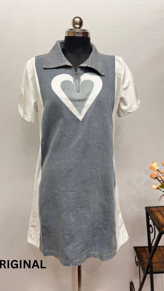 Beautiful Denim Heart Dress FC413