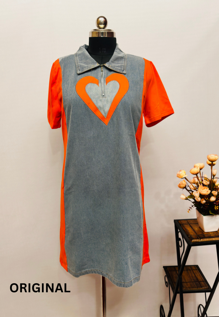 Beautiful Denim Heart Dress FC413