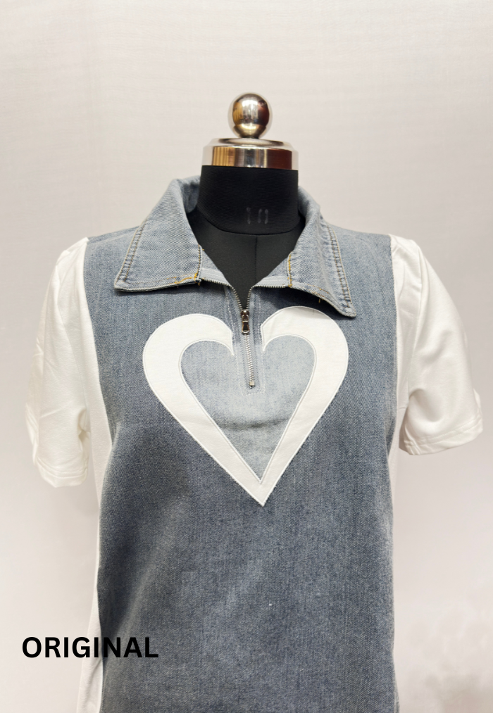 Beautiful Denim Heart Dress FC413