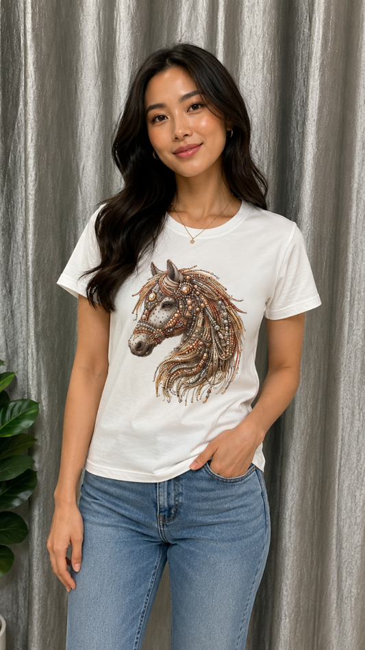 Beautiful Horse Printed Half Sleeve T-Shirt FC2470