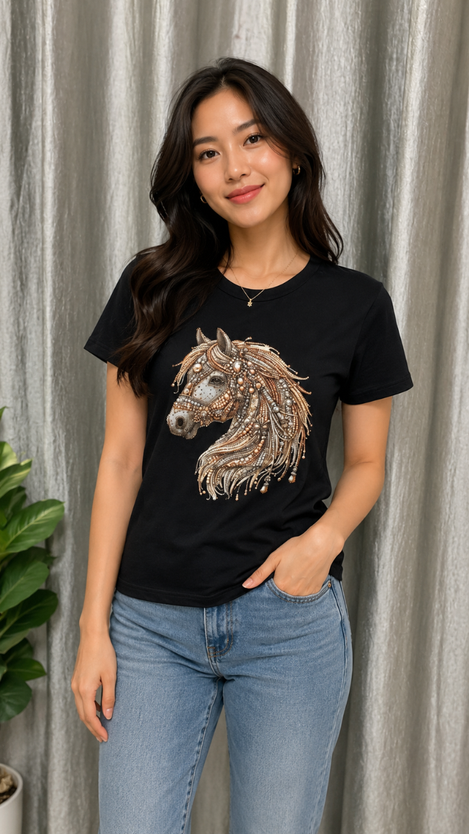 Beautiful Horse Printed Half Sleeve T-Shirt FC2470
