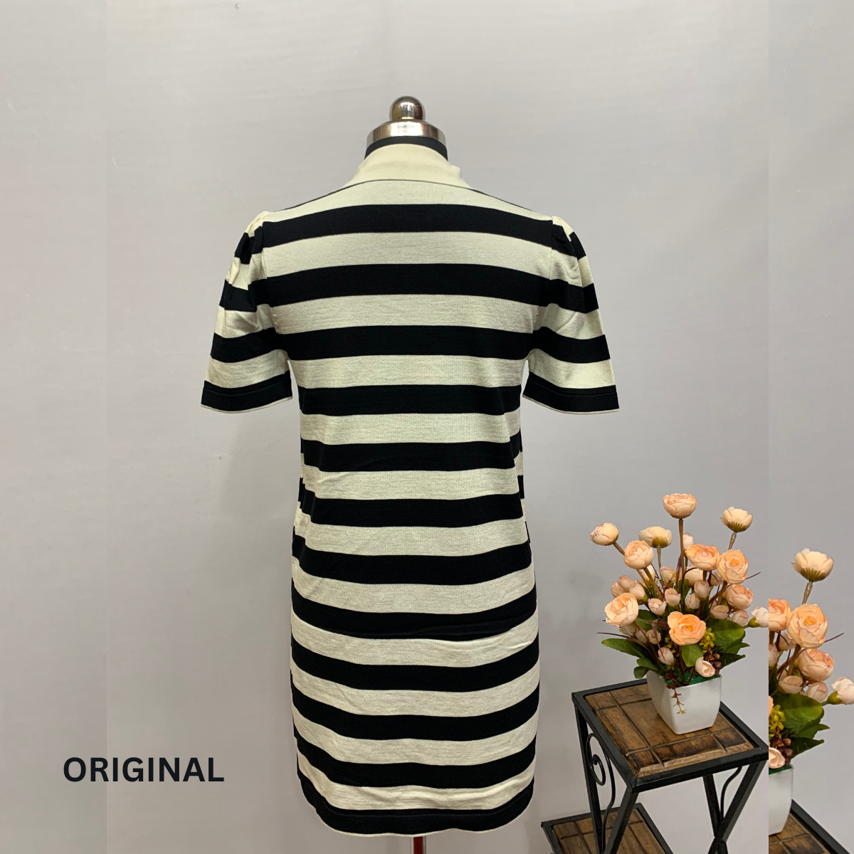 Beautiful Strips Dress With Patch Work