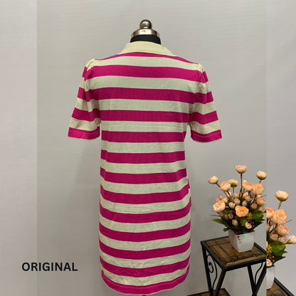 Beautiful Strips Dress With Patch Work