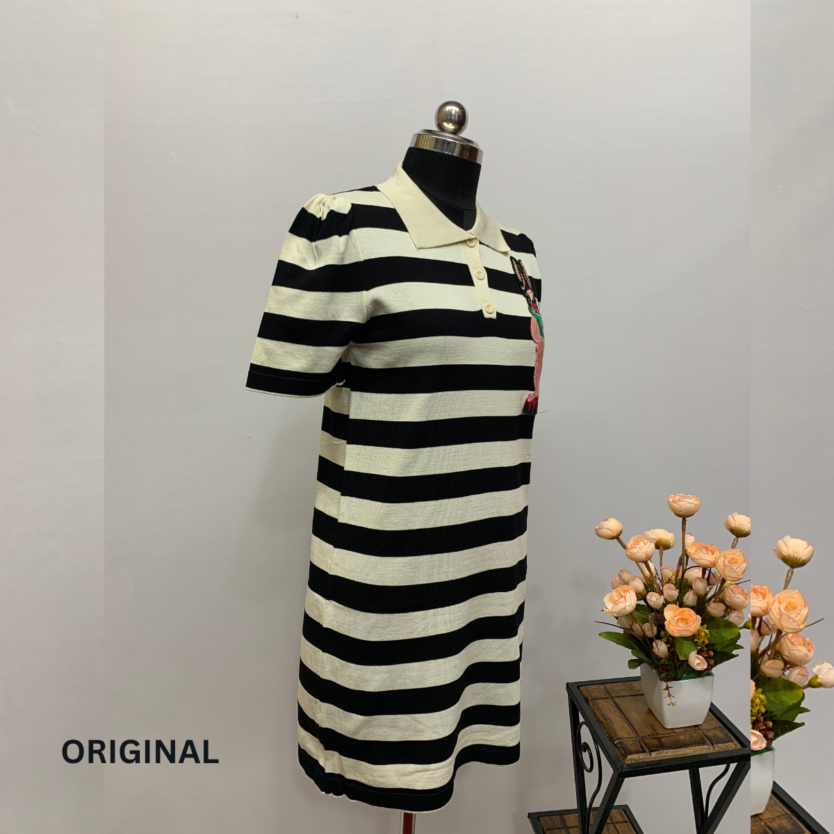 Beautiful Strips Dress With Patch Work