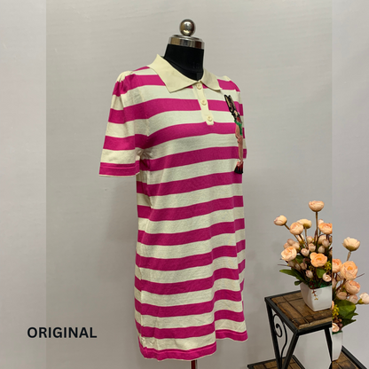 Beautiful Strips Dress With Patch Work