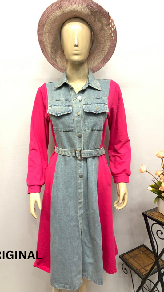 Belt Denim Dress For Women FC1472