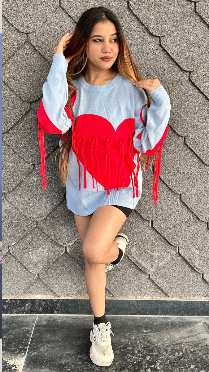 Big Heart Printed With Frill Top FC2122