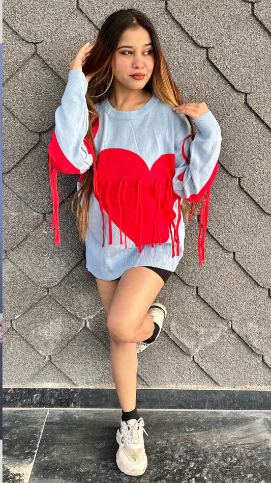 Big Heart Printed With Frill Top FC2122