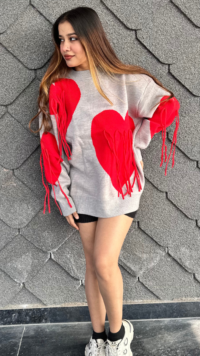 Big Heart Printed With Frill Top FC2122