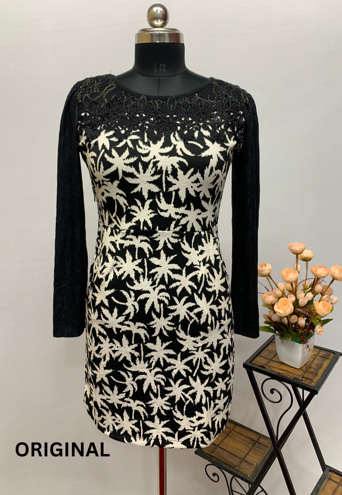 Black And White Leaf Dress