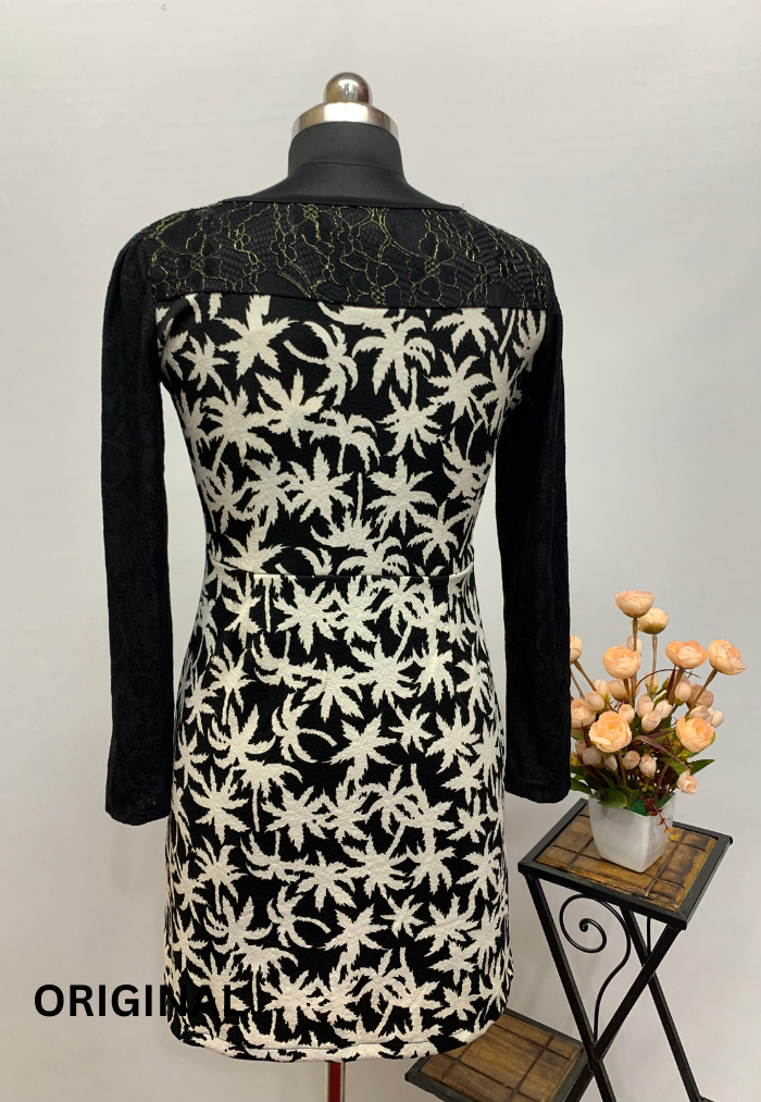 Black And White Leaf Dress