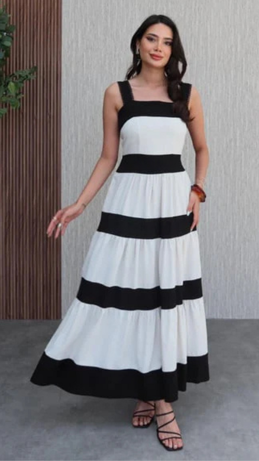 Black And White Stripe Dress FC1843