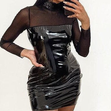 Fc Black Pu Leather Dress