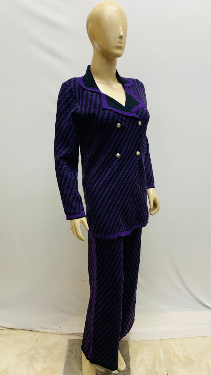 Black Striped Collared Co -Ord Set FC1576