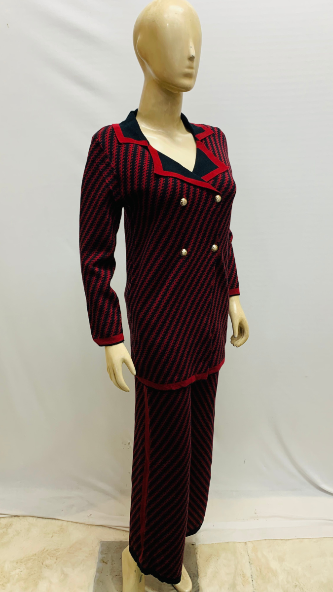 Black Striped Collared Co -Ord Set FC1576