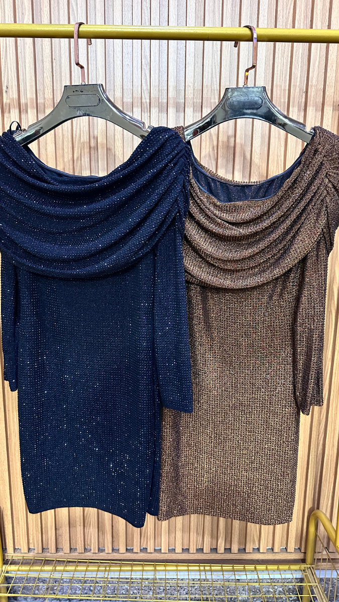 Boat Neck Mini Dress With Loose Neckline FC1955