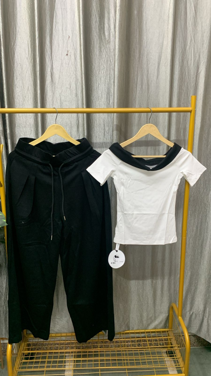 Boat Neckline Top With Loose Pant Coord Set FC2491