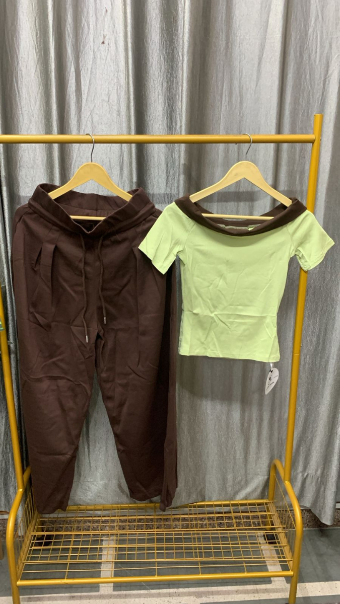 Boat Neckline Top With Loose Pant Coord Set FC2491