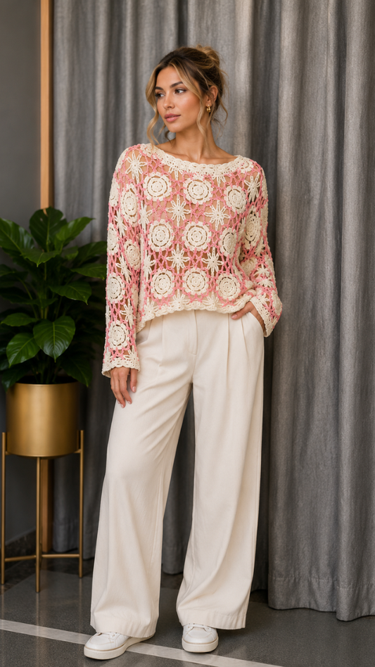 Boat Neck See Through Cutout Collar Top With Inner FC2582
