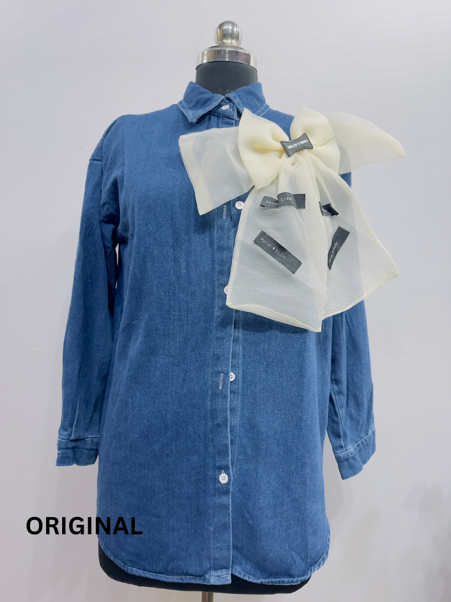 Bow Design Denim Shirt FC1467