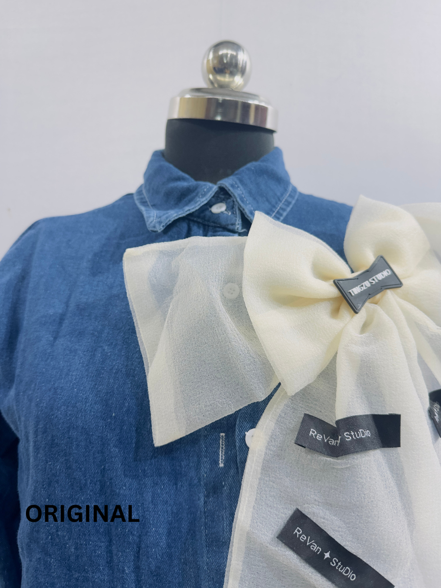 Bow Design Denim Shirt FC1467