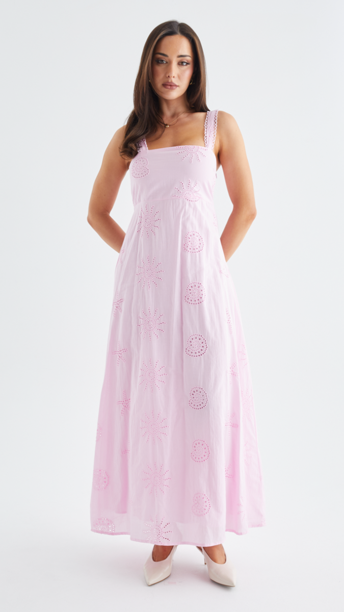 Broad Strap Sleeve A-Line Midi Dress FC2421