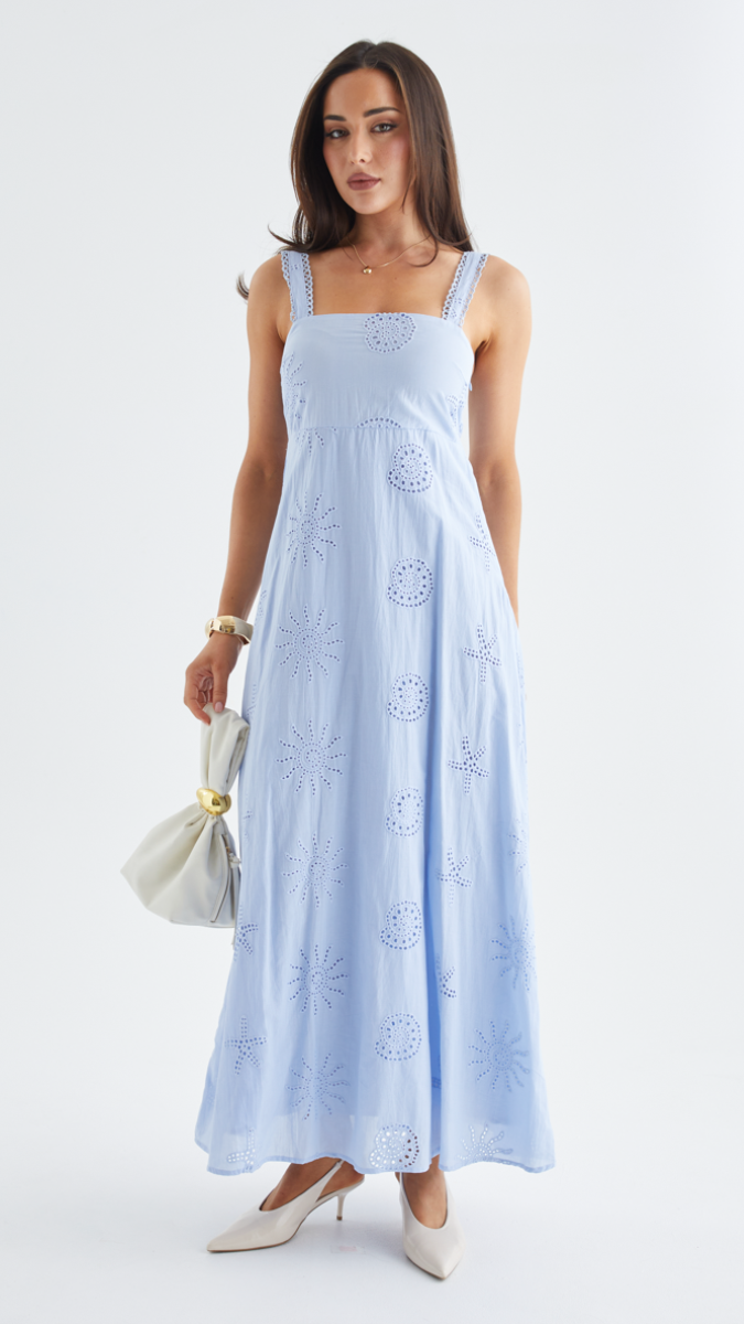 Broad Strap Sleeve A-Line Midi Dress FC2421
