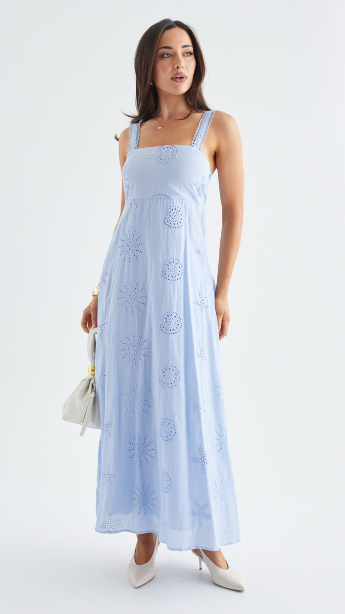 Broad Strap Sleeve A-Line Midi Dress FC2421