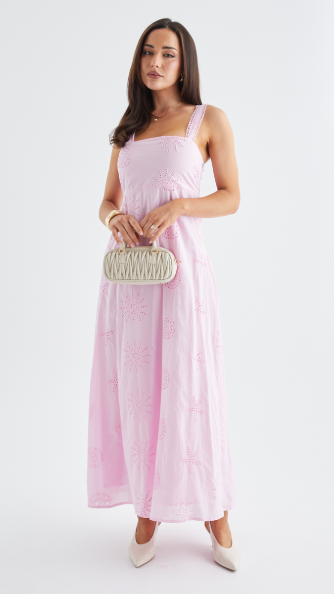 Broad Strap Sleeve A-Line Midi Dress FC2421