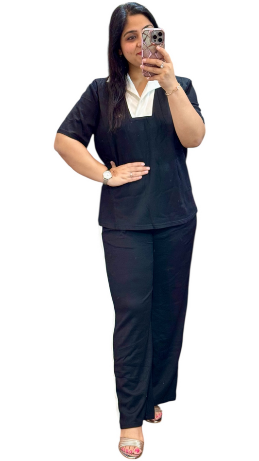 Broad White Collar Top And Trouser FC1885