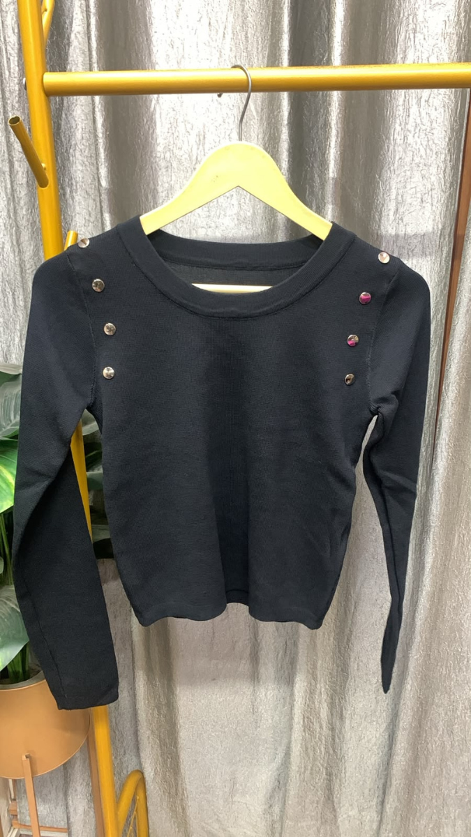 Button Designed Round Neck Full Sleeve Top FC2612
