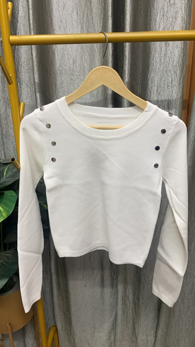 Button Designed Round Neck Full Sleeve Top FC2612