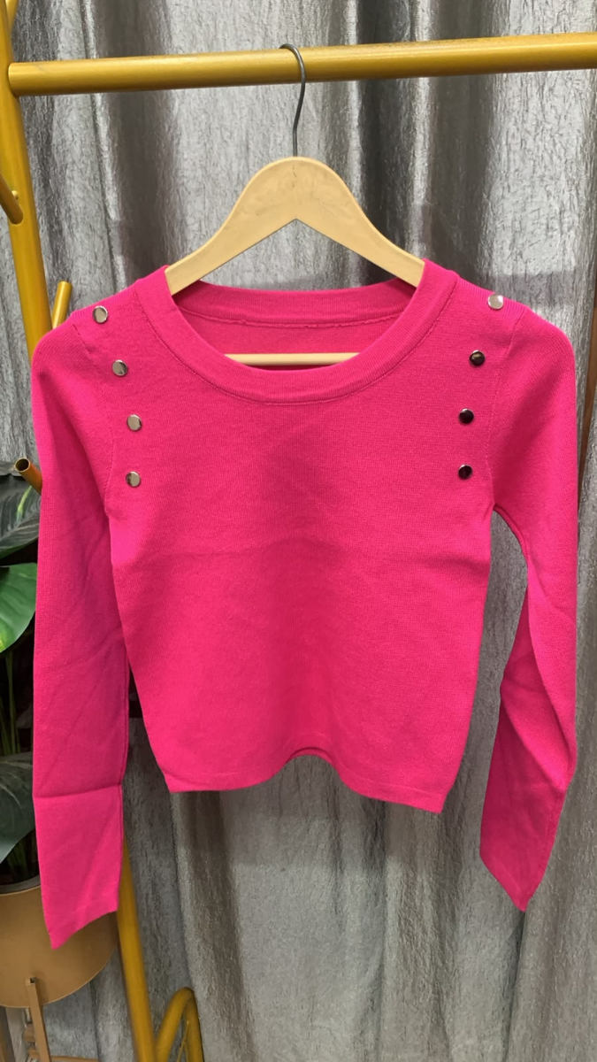 Button Designed Round Neck Full Sleeve Top FC2612