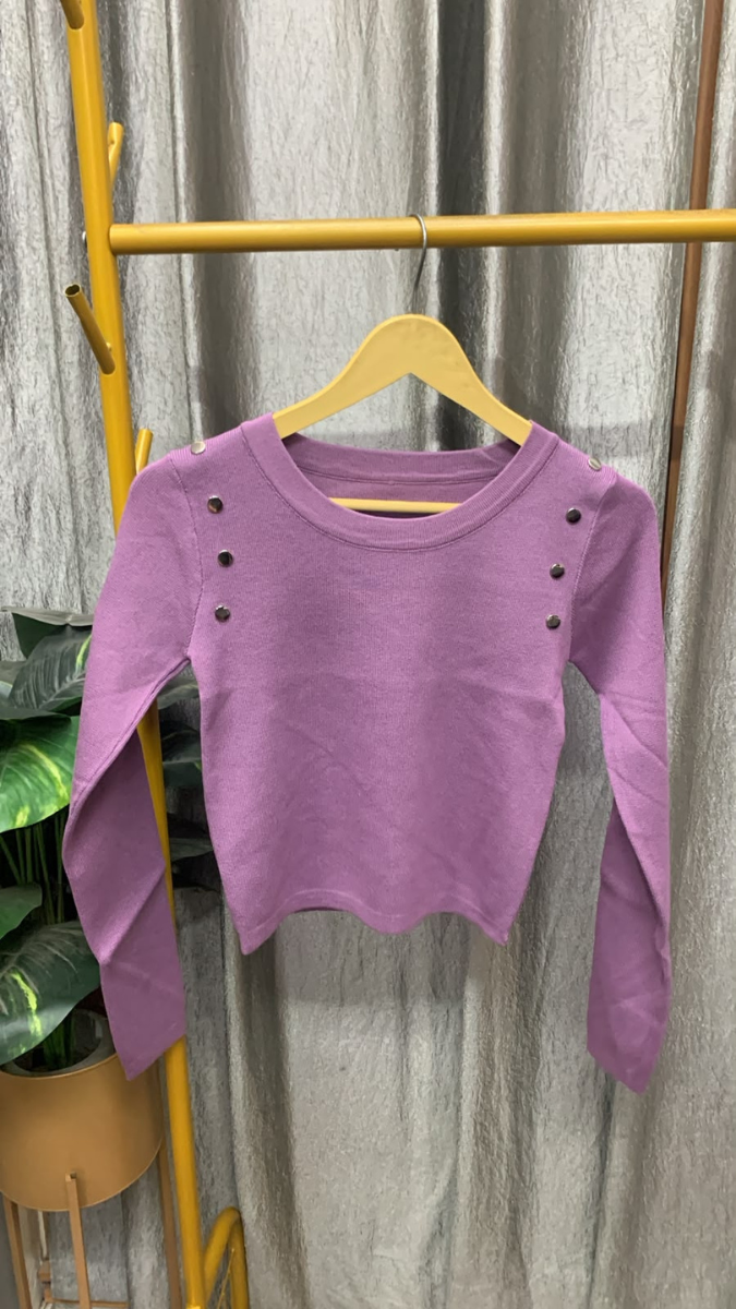 Button Designed Round Neck Full Sleeve Top FC2612