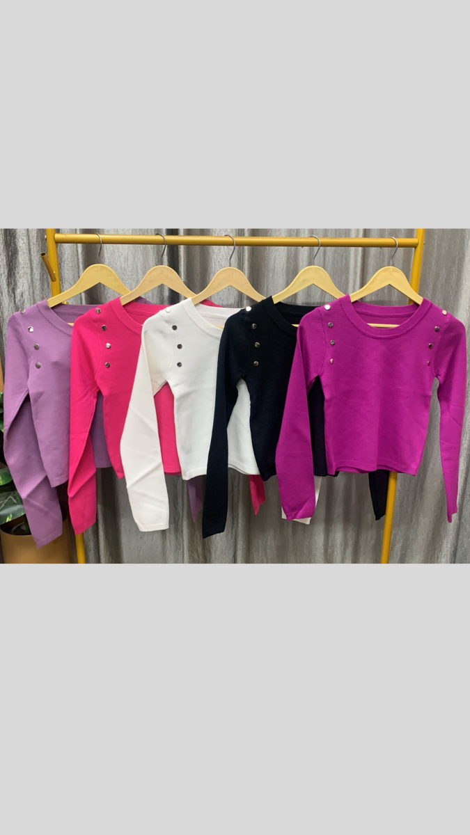 Button Designed Round Neck Full Sleeve Top FC2612