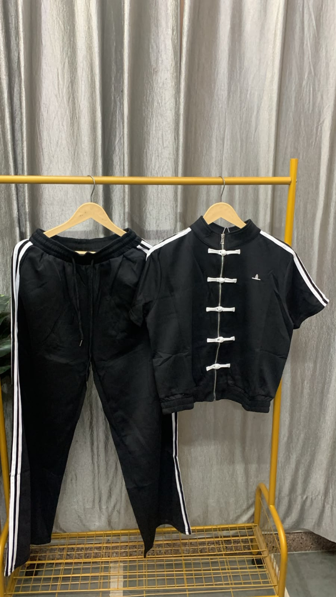 Button Stripe Jacket With Pant Coord Set FC2574