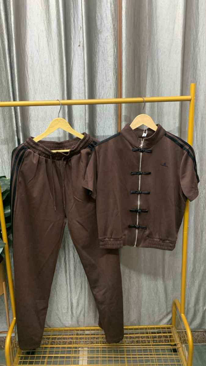 Button Stripe Jacket With Pant Coord Set FC2574