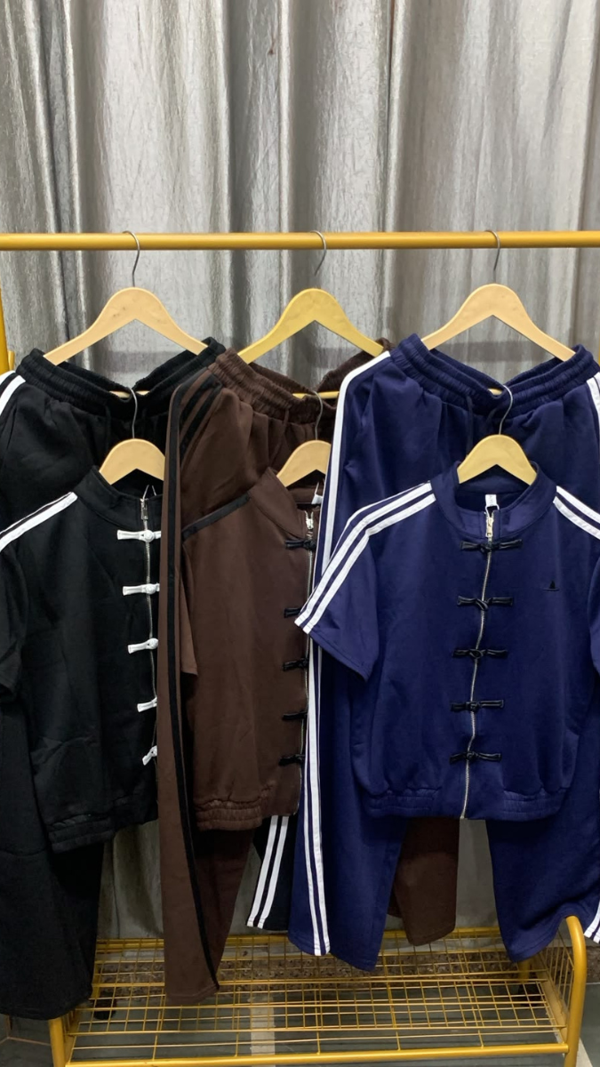 Button Stripe Jacket With Pant Coord Set FC2574