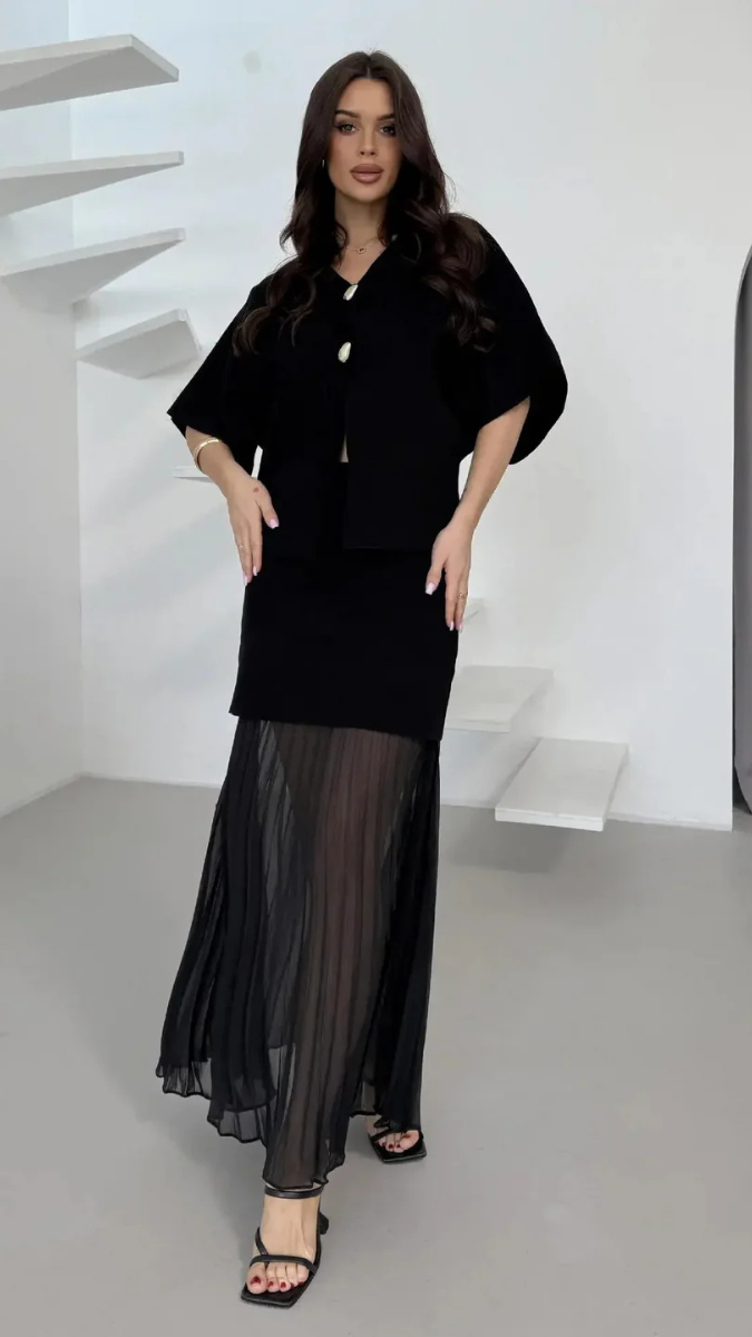 Buttoned Top With Pleaded Skirt FC1907