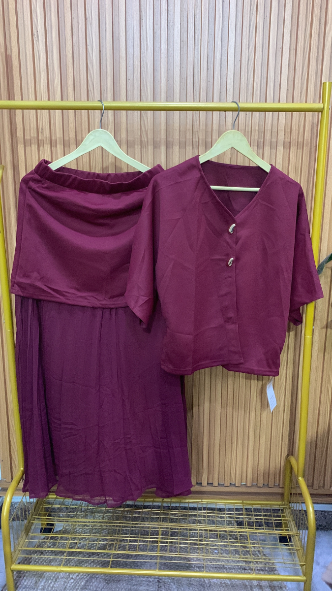 Buttoned Top With Pleaded Skirt FC1907