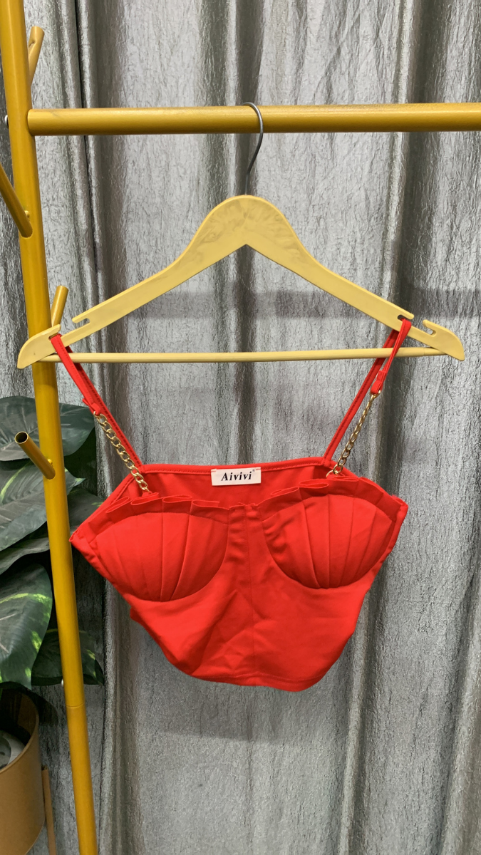 Chain Strap Corset Crop Top FC2522
