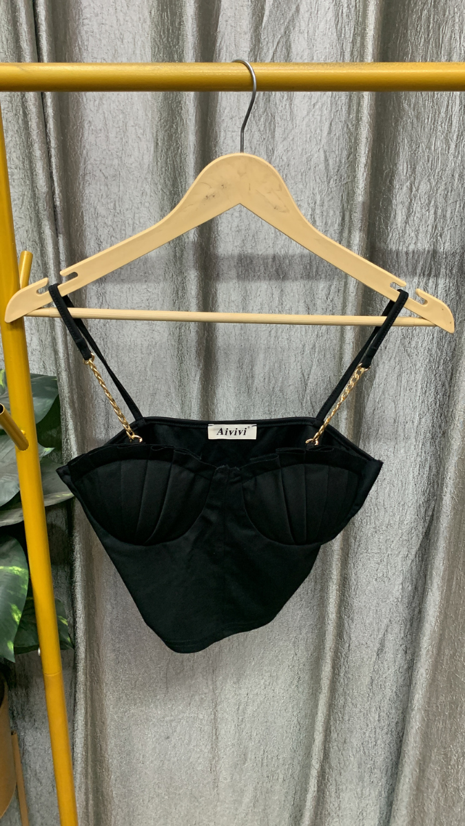 Chain Strap Corset Crop Top FC2522